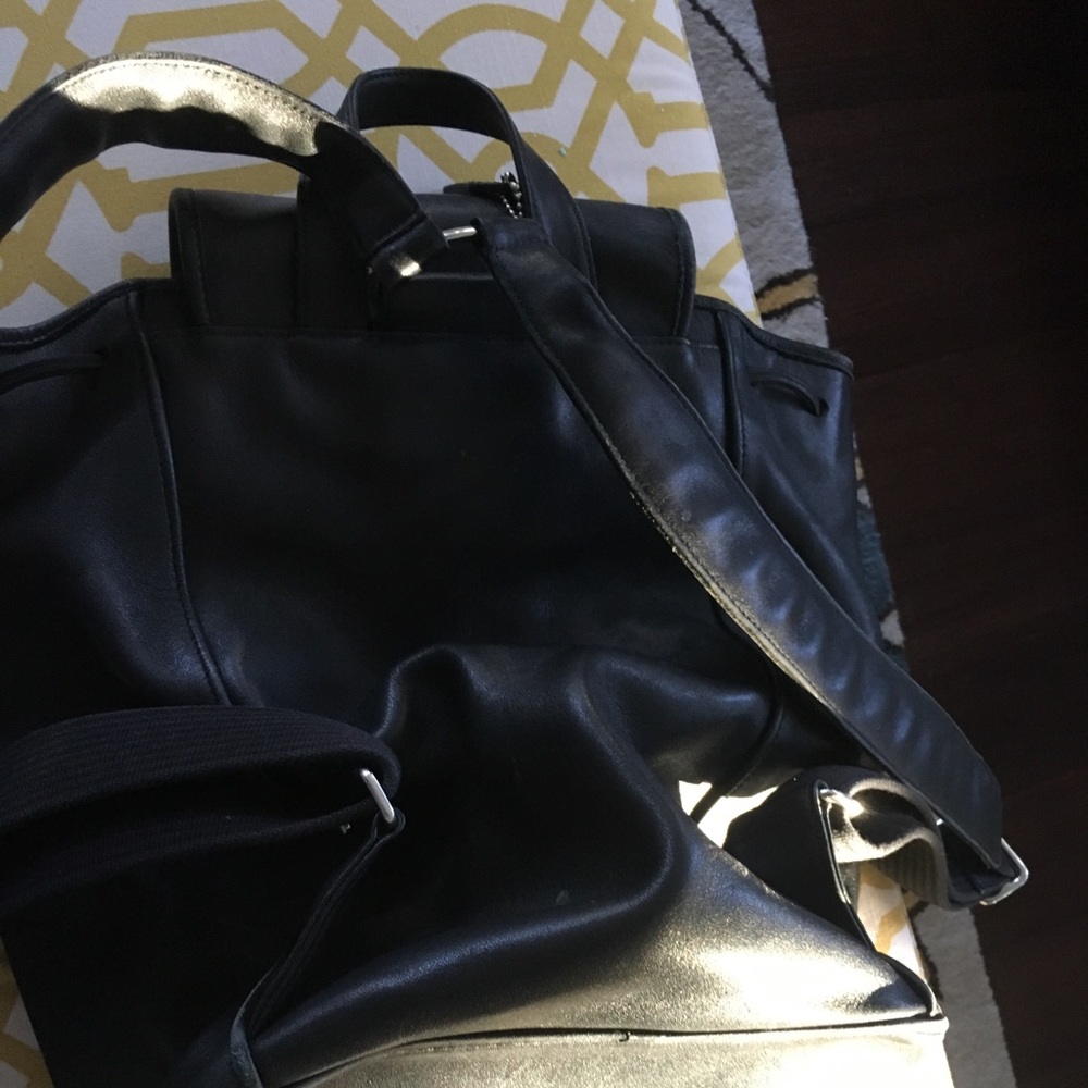 Coach black leather back pack